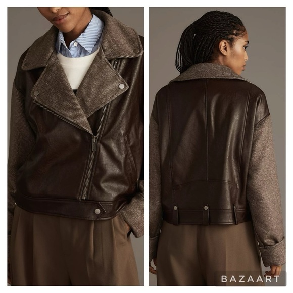 NWT By Anthropologie Twill Cocoon Moto Jacket Size XL - Picture 8 of 10